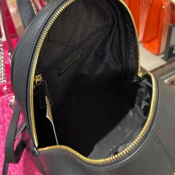 Michael Kors Rhea Medium Pebble Leather Backpack Bag Black - Picture 7 of 7